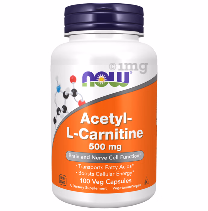NOW ACETYTL-L-CARNITINE 500MG 100 VEGAN CAPSULES