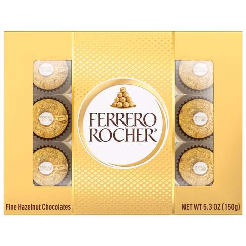 FERRERO ROCHER FINE HAZELNUT CHOCOLATES 12CT 5.3OZ